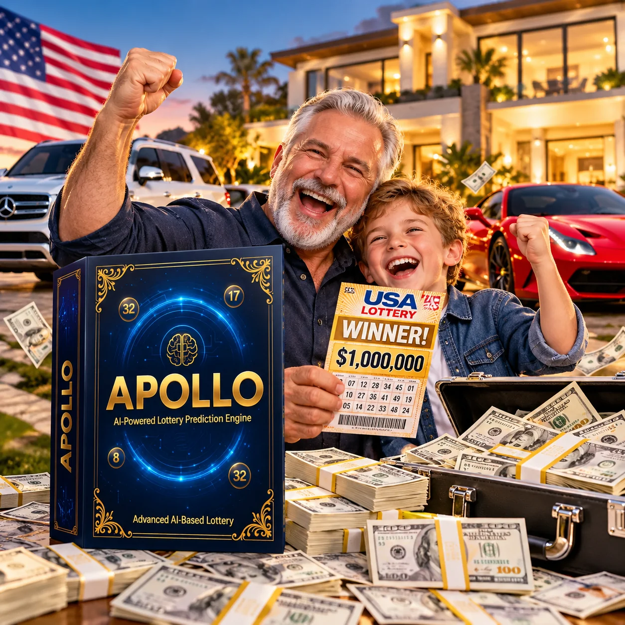 Apollo AI lottery number analysis software box